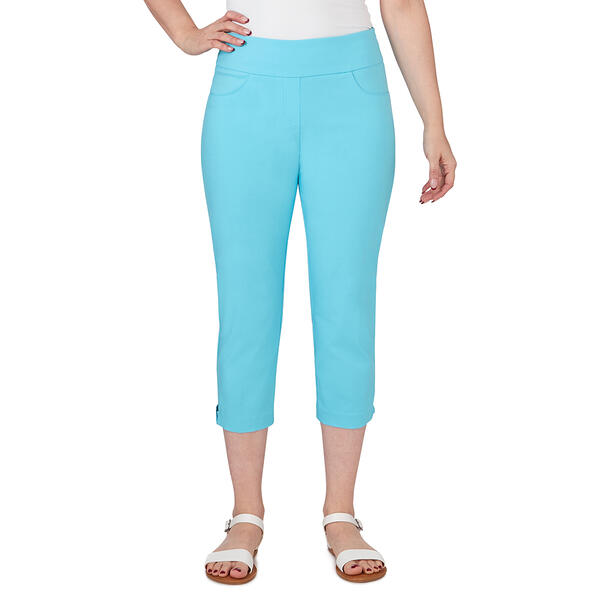 Womens Hearts of Palm Spring Into Action Solid Tech Capri Pants - image 
