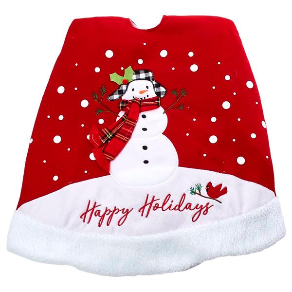 Snowman Happy Holidays Sherpa Border Tree Skirt - image 