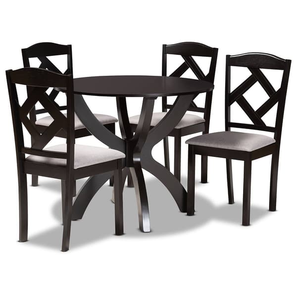 Baxton Studio Nesa Modern Dark Brown Wood 5pc. Dining Set - image 