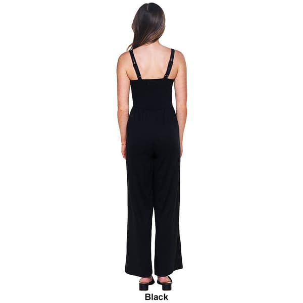 Juniors Madden Girl Smocked Bodice Double Strap Wide Leg Jumpsuit