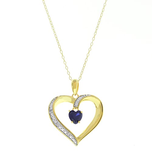 Gemstone Classics(tm) Sapphire Heart Pendant Necklace - image 