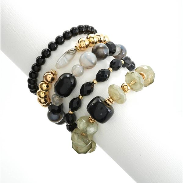 Ashley Cooper&#40;tm&#41; Gold Plated Five Row Beaded Stretch Bracelet - image 