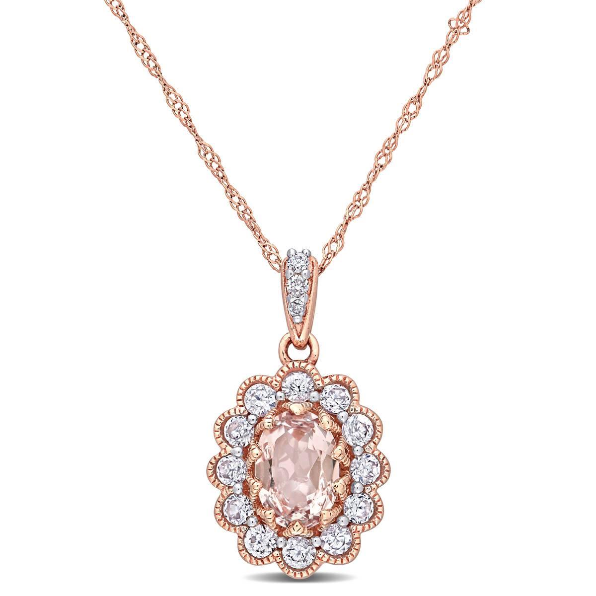Gemstone Classics™ 10kt. Rose Gold Diamond Chain Pendant