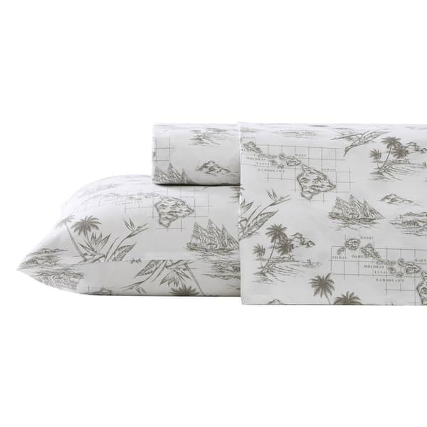 Tommy Bahama Vintage Map 200TC 4pc. Cotton Percale Sheet Set
