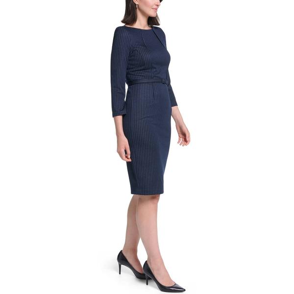 Womens Calvin Klein 3/4 Sleeve Pinstripe Sheath Dress