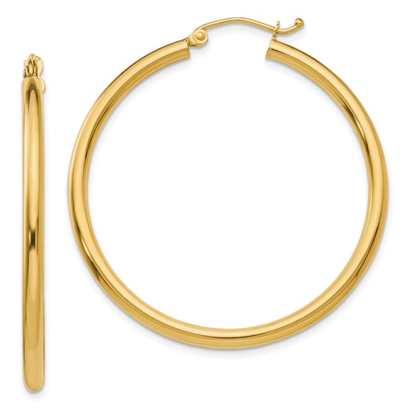 Gold Classics&#40;tm&#41; 14kt. Gold 40mm Tube Hoop Earrings - image 