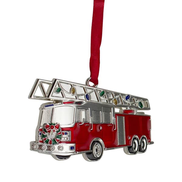 Northlight Seasonal Silver Plated Fire Truck Christmas Ornament