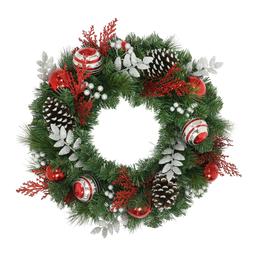 Puleo International 24in. Red Decorated Artificial Wreath