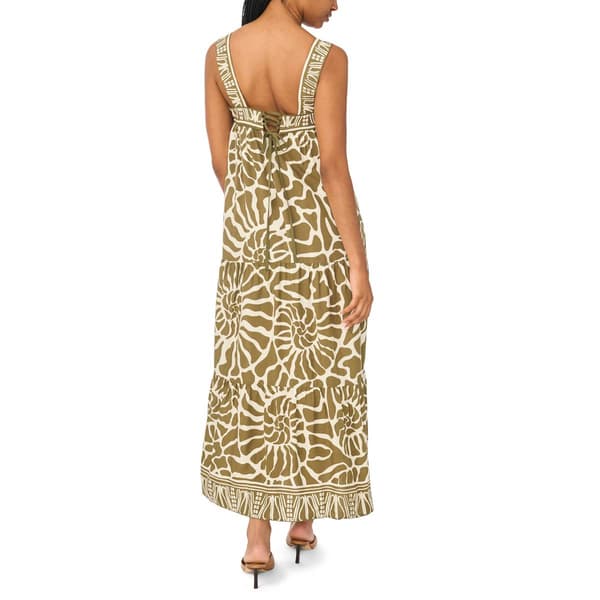 Womens MSK Sleeveless Square Neck Seashell Challis Maxi Dress