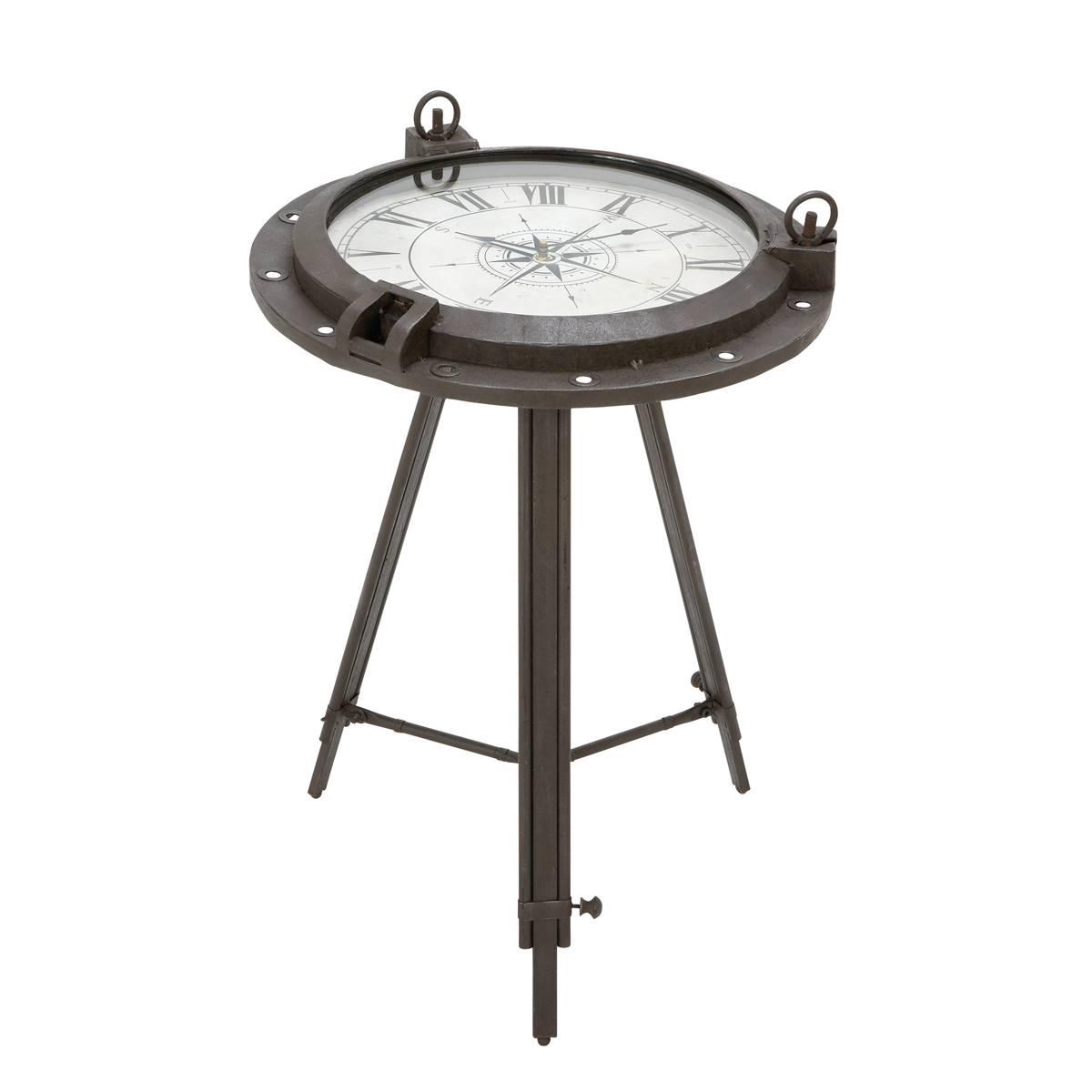 9th & Pike(R) Black Metal Industrial Accent Table
