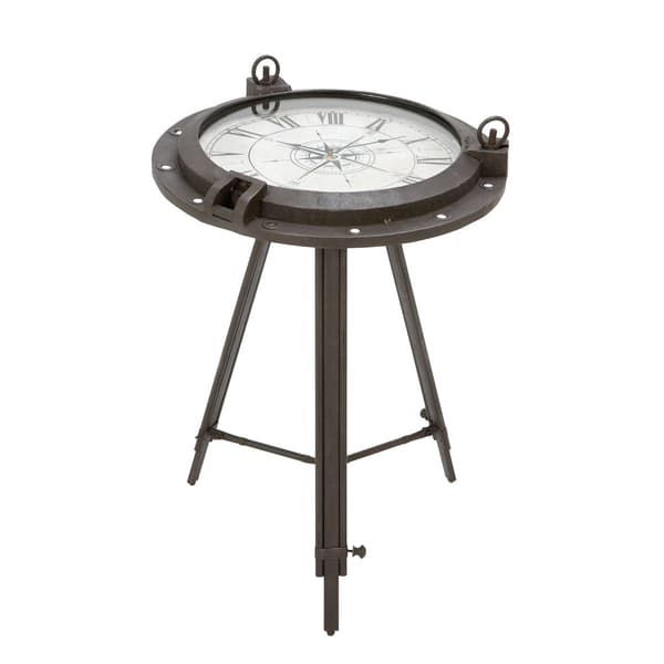 9th & Pike(R) Black Metal Industrial Accent Table