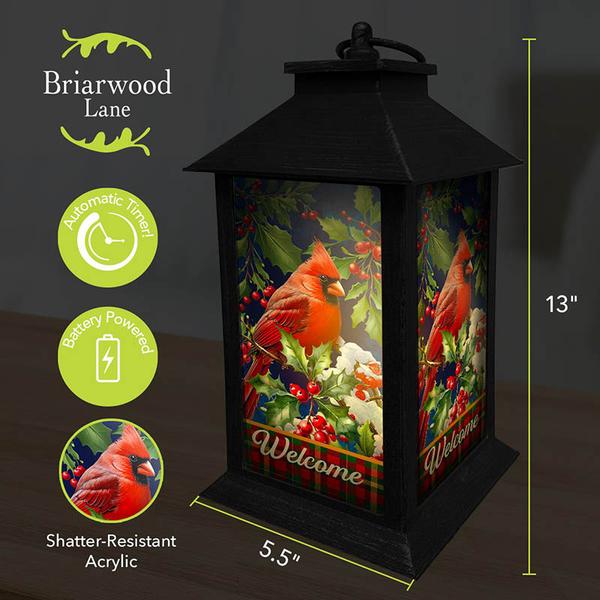 Briarwood Lane Cardinal and Holly Lantern - image 
