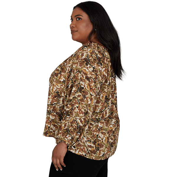 Plus Size Emaline La Vita Costiera 3/4 Sleeve Floral Blouse