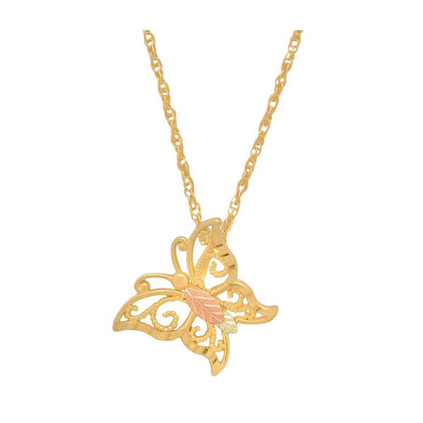 Black Hills Gold 10kt. Yellow Gold Butterfly Necklace - image 