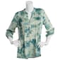 Womens Notations 3/4 Sleeve Tie Dye Pleat Knit Henley Blouse - image 1