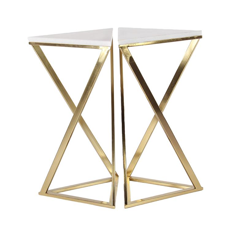 9th & Pike(R) Triangular Marble Accent Table - Set Of 2