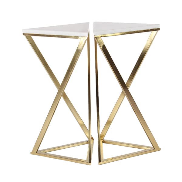 9th & Pike&#40;R&#41; Triangular Marble Accent Table - Set Of 2