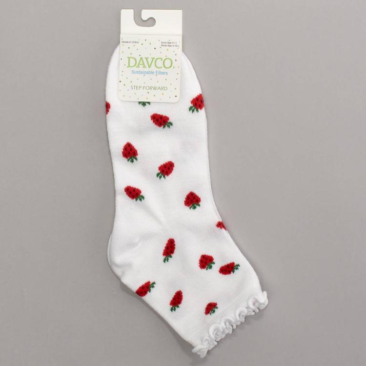 Womens Davco® Tossed Strawberries Quarter Socks