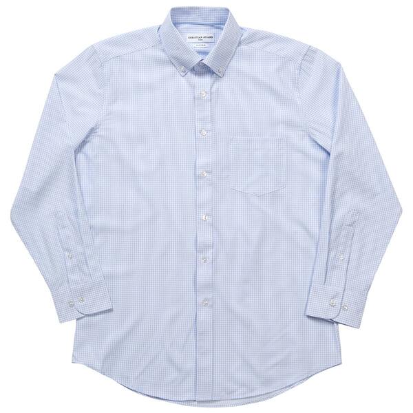 Mens Christian Aujard Checkered Fitted Dress Shirt - Blue/White - image 