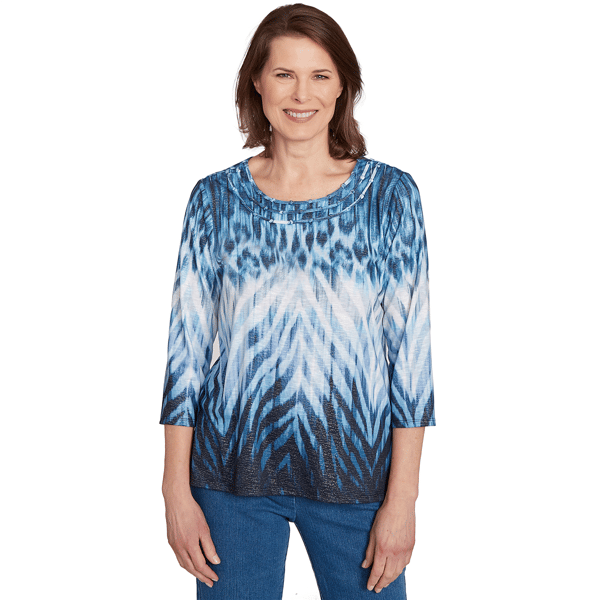 Womens Alfred Dunner Classics 3/4 Sleeve Animal Ombre Blouse - image 