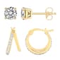 Candela Gold over Sterling Silver Crystal Stud & Hoop Earring Set - image 1