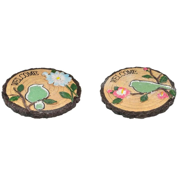 Northlight Seasonal Welcome Birds Floral Garden Stones - Set of 2
