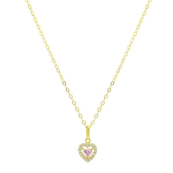Kids 14kt. Yellow Gold Heart w/ CZ Pendant Necklace - image 
