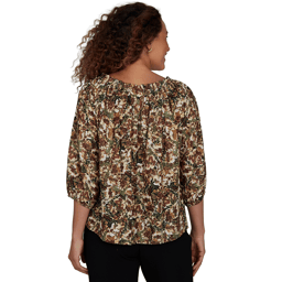 Petite Emaline La Vita Costiera 3/4 Sleeve Abstract Floral Blous