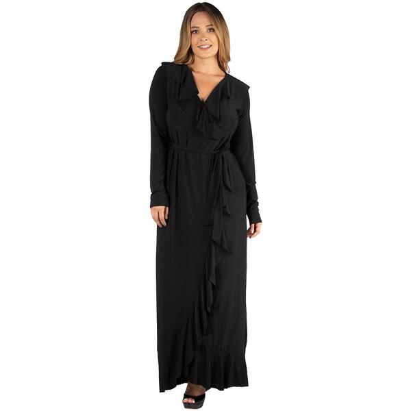 Plus Size 24/7 Comfort Apparel Ruffled Neck Maxi Dress - image 