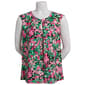 Plus Size Kasper Cap Sleeve Floral Keyhole Blouse - image 1