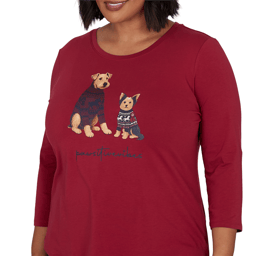 Plus Size Ruby Rd. Must Haves II 3/4 Sleeve Pawsitive Vibes Tee
