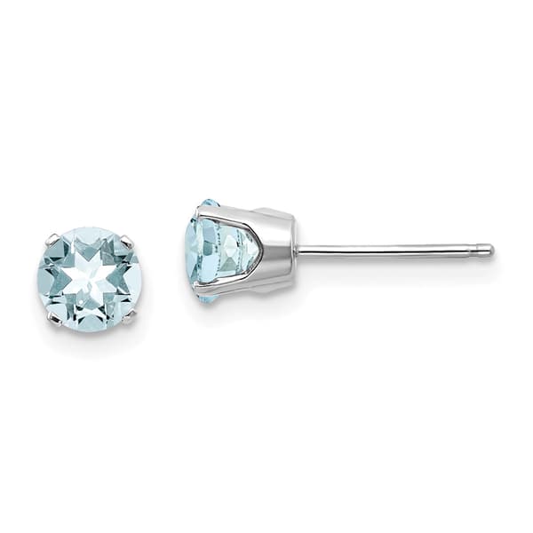 Gemstone Classics&#40;tm&#41; White Gold 5mm. Aquamarine Stud Earrings - image 