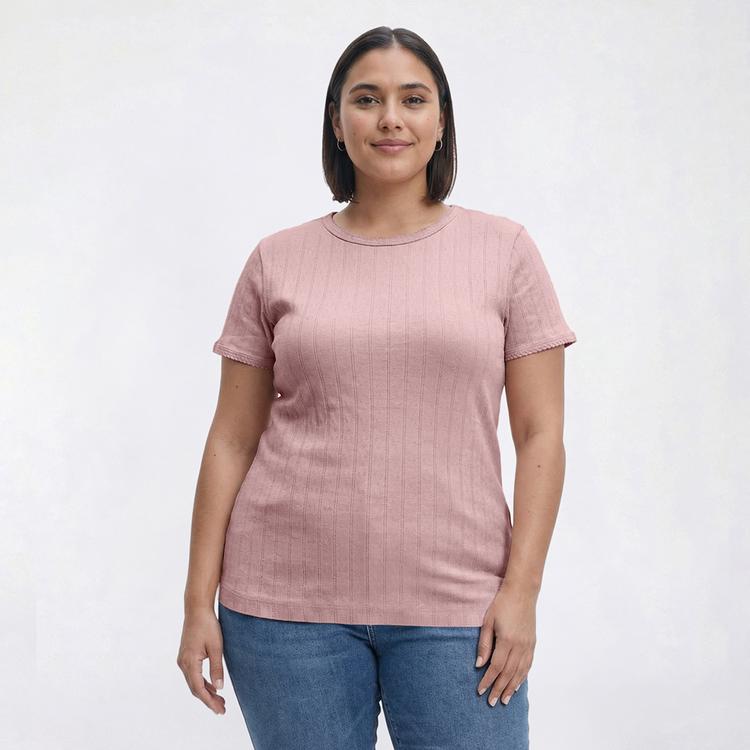 Plus Size Architect® Short Sleeve Drop Needle Pointelle Tee