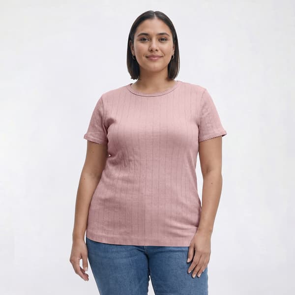 Plus Size Architect® Short Sleeve Drop Needle Pointelle Tee
