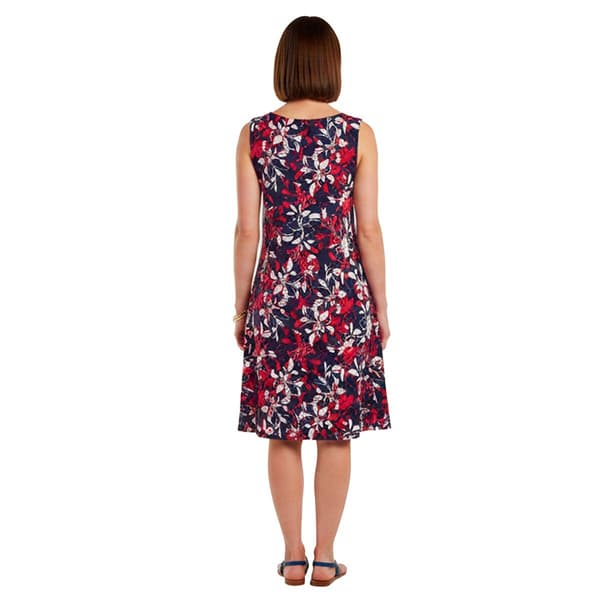 Plus Size Nina Leonard Sleeveless Floral Side Pocket Shift Dress
