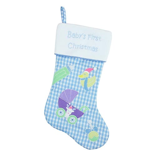 Northlight Seasonal Checkered Babys First Christmas Stocking - image 