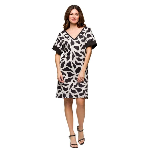 Womens 24/7 Comfort Apparel Black/White Knee Length Shift Dress