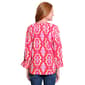 Plus Size Ali Miles 3/4 Smocked Sleeve Geometric Blouse - image 2