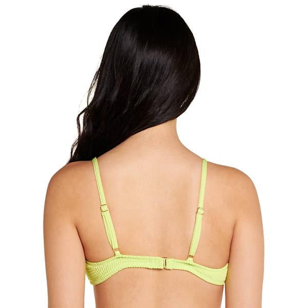 Juniors California Sunshine Crinkle Tie Front Braelette Swim Top