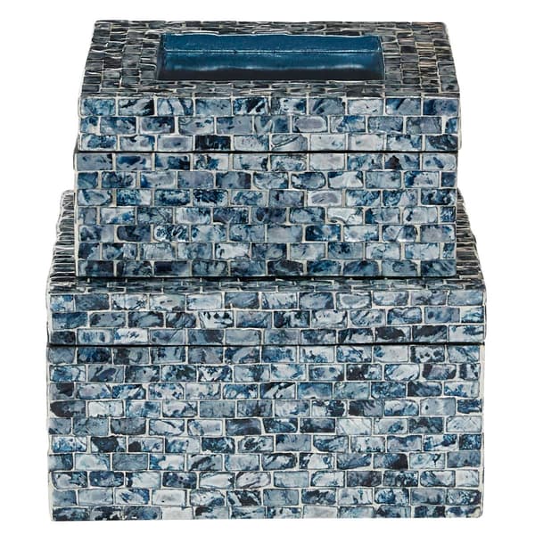 9th & Pike&#174; Blue Shell Mosaic Wood Storage Boxes - Set of 2