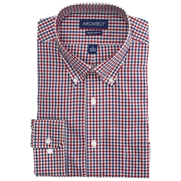 Mens Architect&#40;R&#41; Performance Regular Fit Dress Shirt - Red/Blue - image 