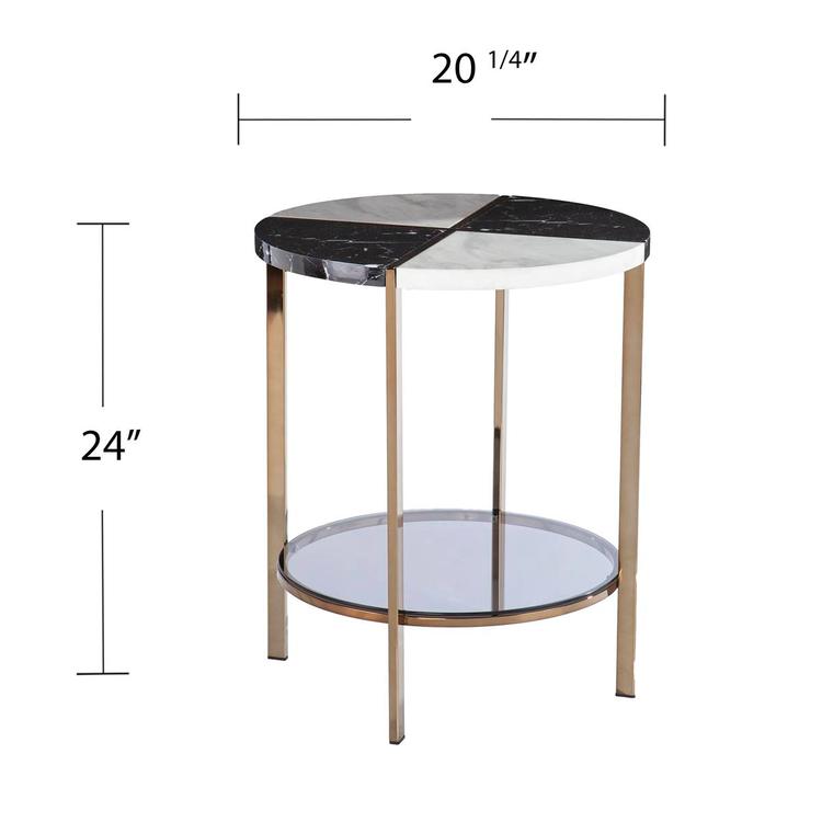 Southern Enterprises Cortinada Round Faux Marble End Table