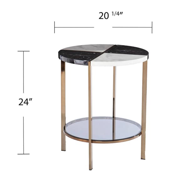 Southern Enterprises Cortinada Round Faux Marble End Table