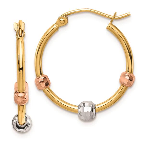 Gold Classics&#40;tm&#41; 14kt. Gold Beaded Hoop Earrings - image 