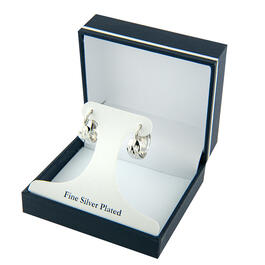 Fine Silver Plated &amp; Diamond Cut Chunky Hoop Earrings