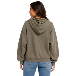 Juniors No Comment Fleece Camo Lined Hoodie - Vetiver