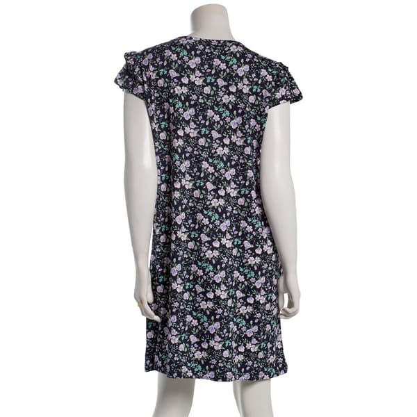 Womens Rene Rofe® Short Sleeve Ruffle Trim Floral Nightshirt