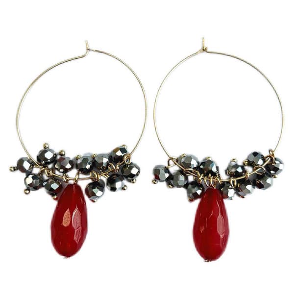 Ashley Cooper&#40;tm&#41; Gold-Tone Gypsy Hoop Earrings w/ Bead Drop - image 