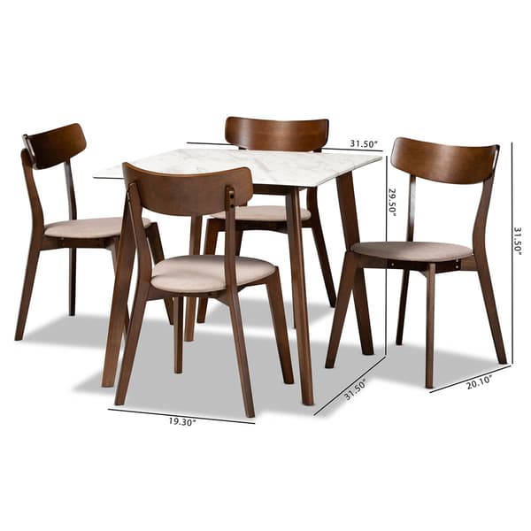 Baxton Studio Reba Modern Walnut Brown Wood 5pc. Dining Set
