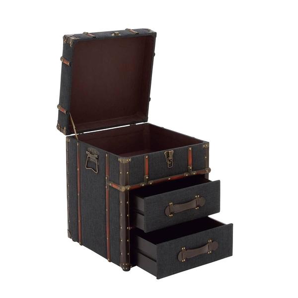 9th & Pike® Blue Wood and Linen Traditional Accent Table